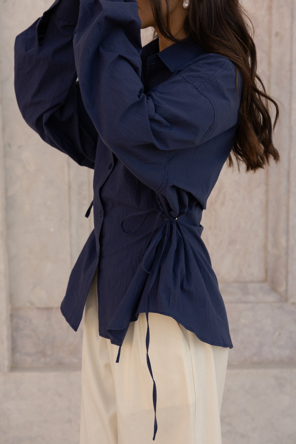 side tie shirt in midnight navy