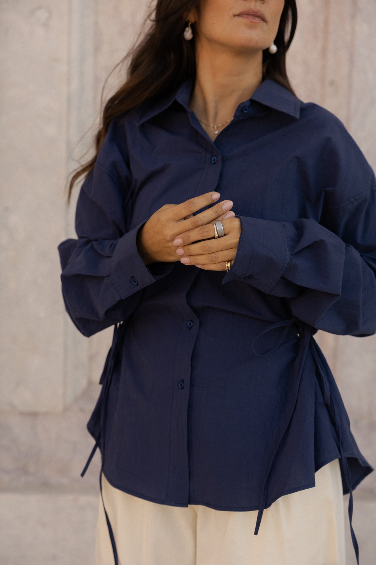 side tie shirt in midnight navy