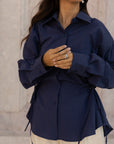 side tie shirt in midnight navy