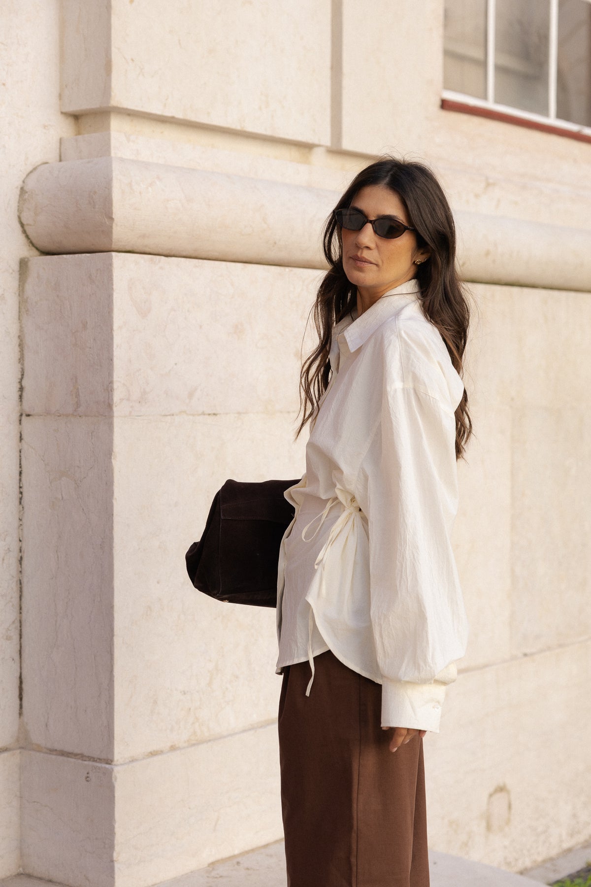 side tie shirt in bare