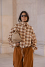 bomber cloud jacket in tan vichy