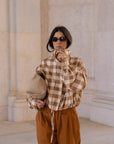 bomber cloud jacket in tan vichy