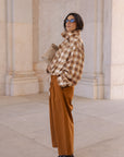 bomber cloud jacket in tan vichy