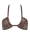 sustainable swimwear top allera brown flowers