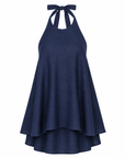 halter linen top in indigo x sofia marques cruz