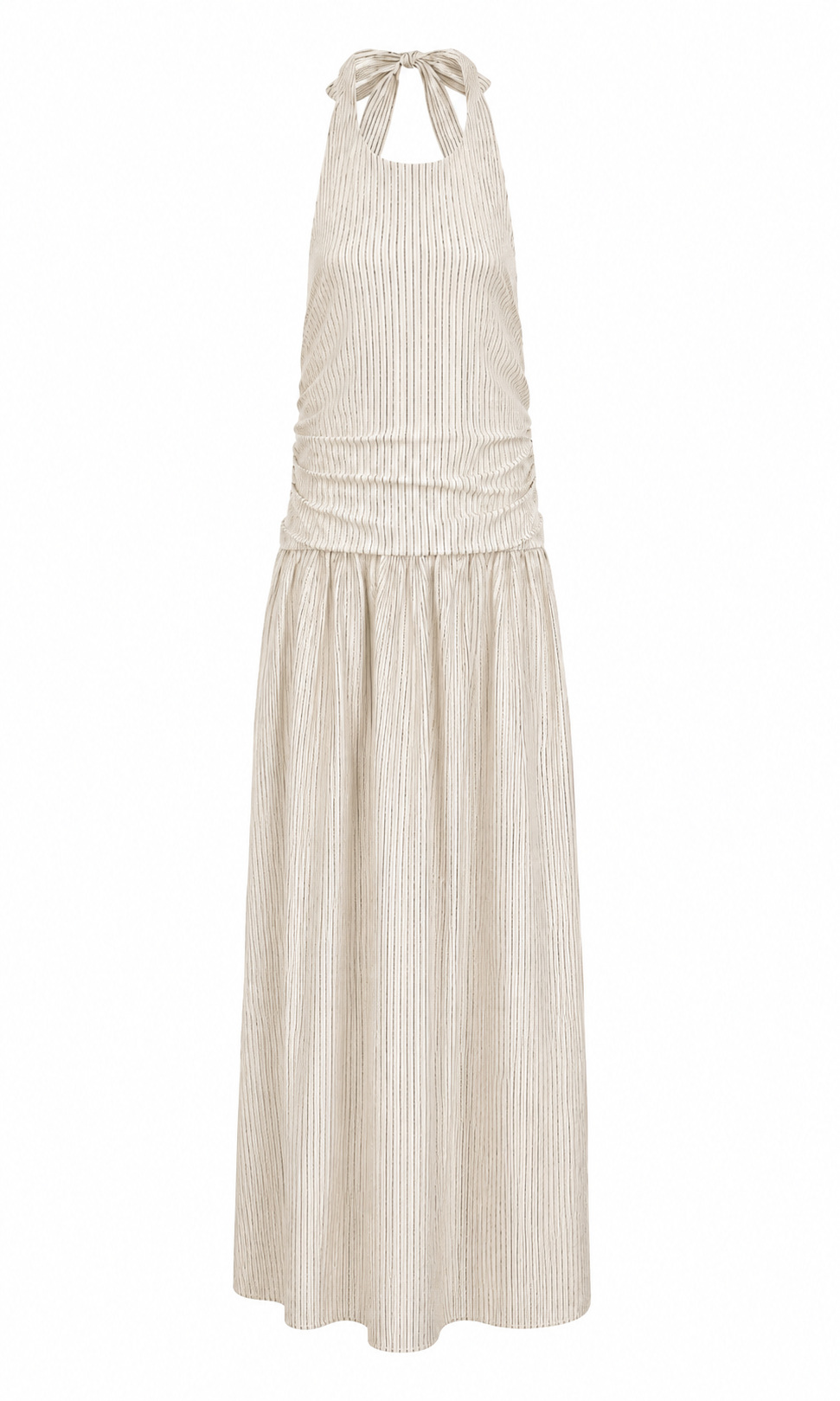 halter linen dress in salt x sofia marques cruz