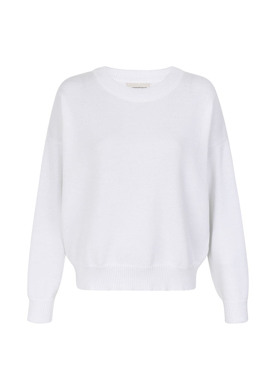 recycled cotton knitwear sweater in white