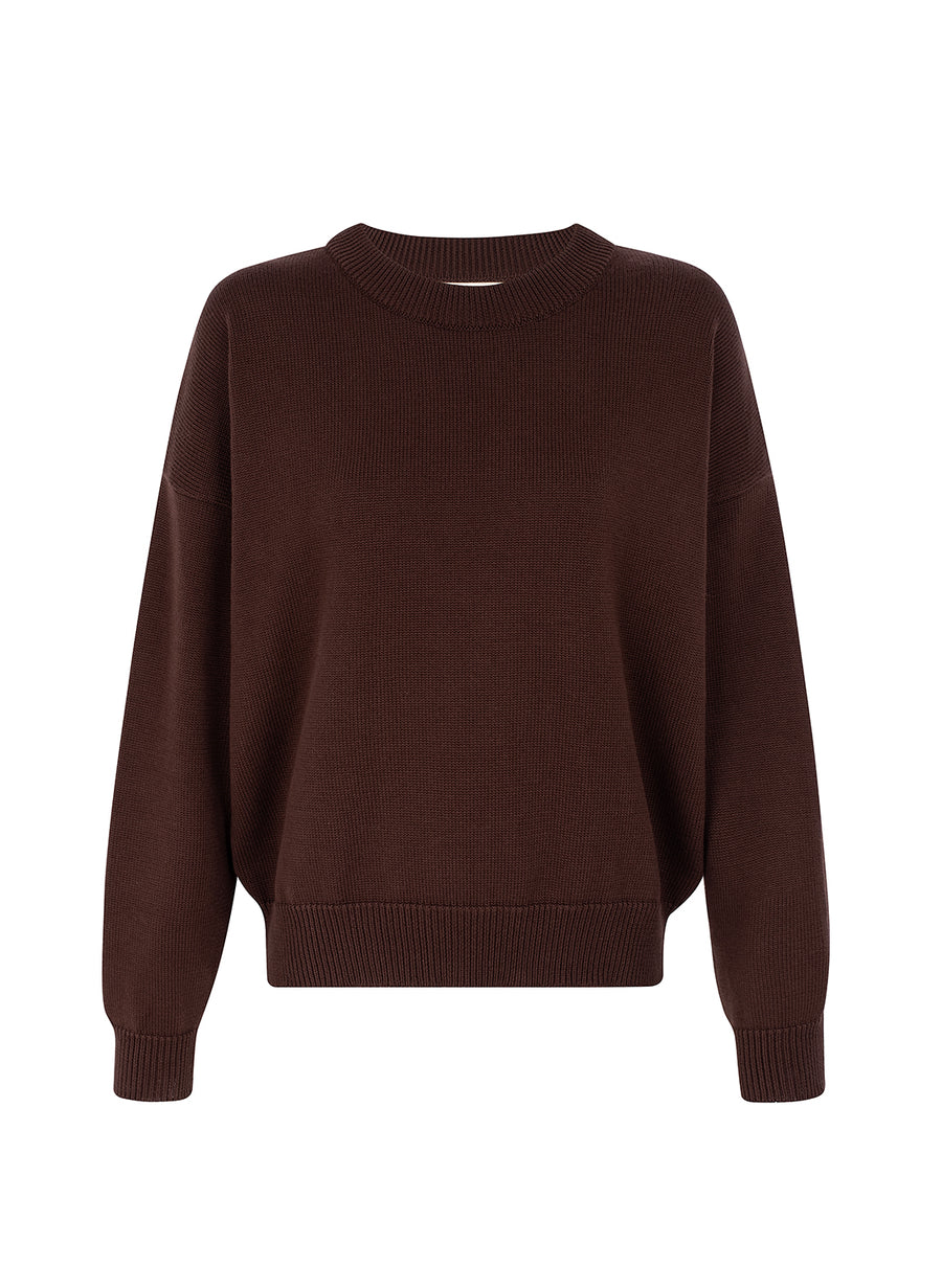 recycled cotton knitwear sweater in brown