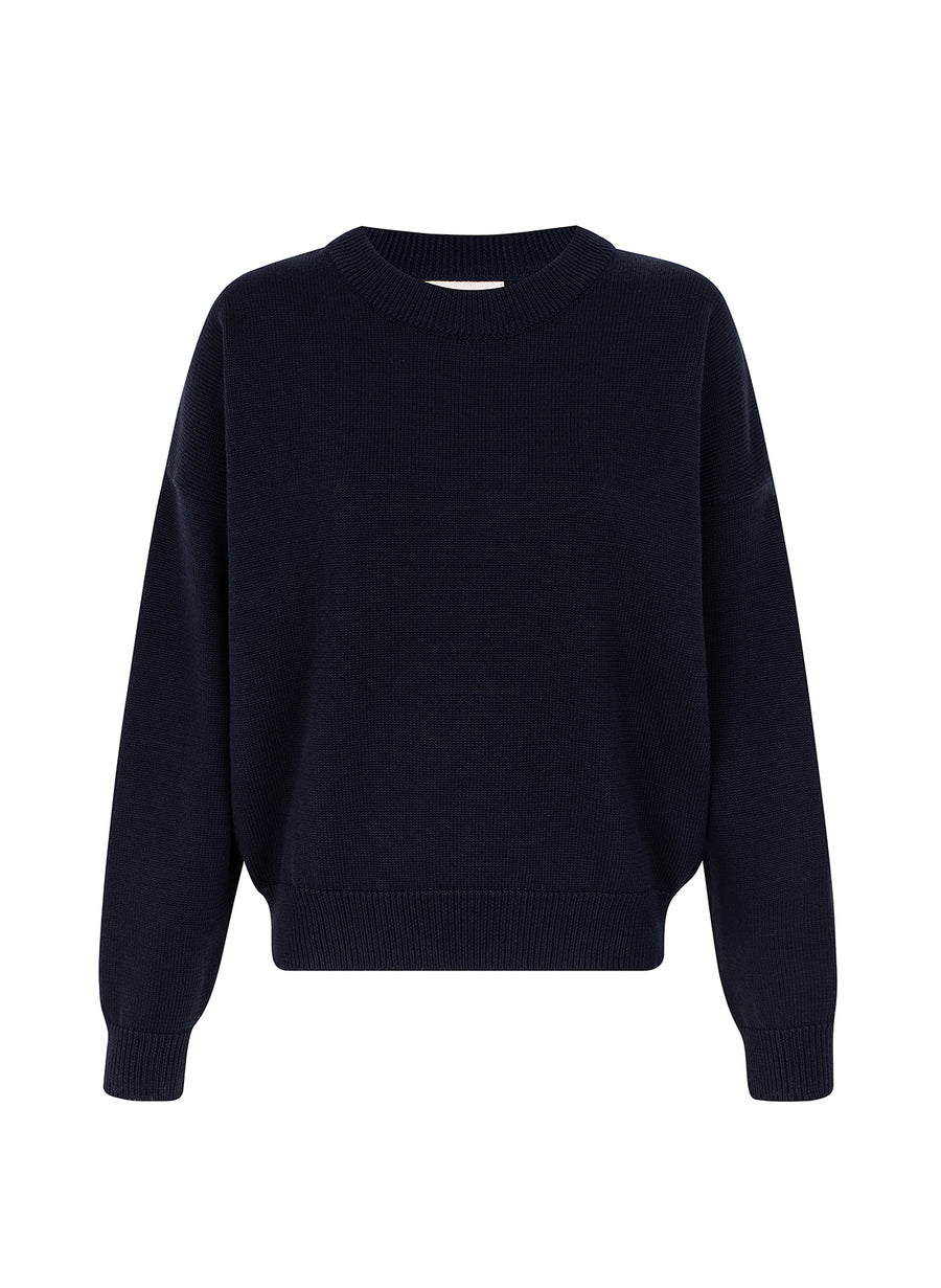 recycled cotton knitwear sweater in navy