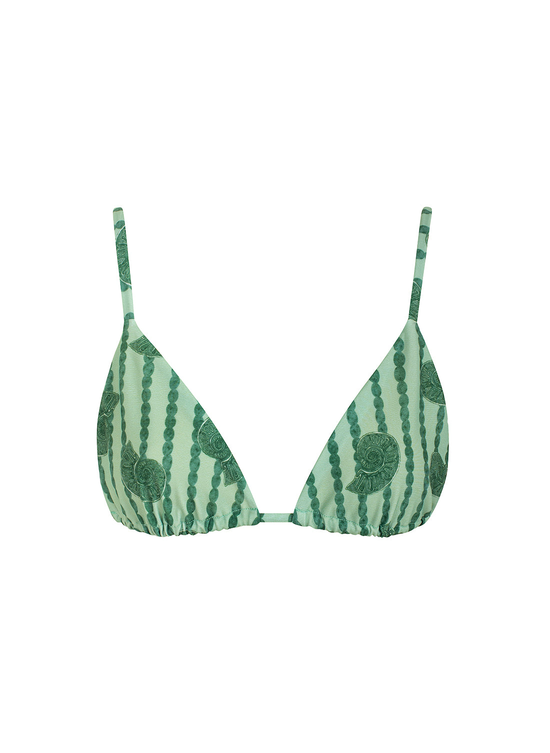 conscious x sienna sustainable swimwear top triangle green shell