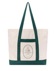 Tote bag in ecru & dark green