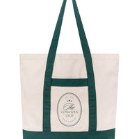 Tote bag in ecru & dark green