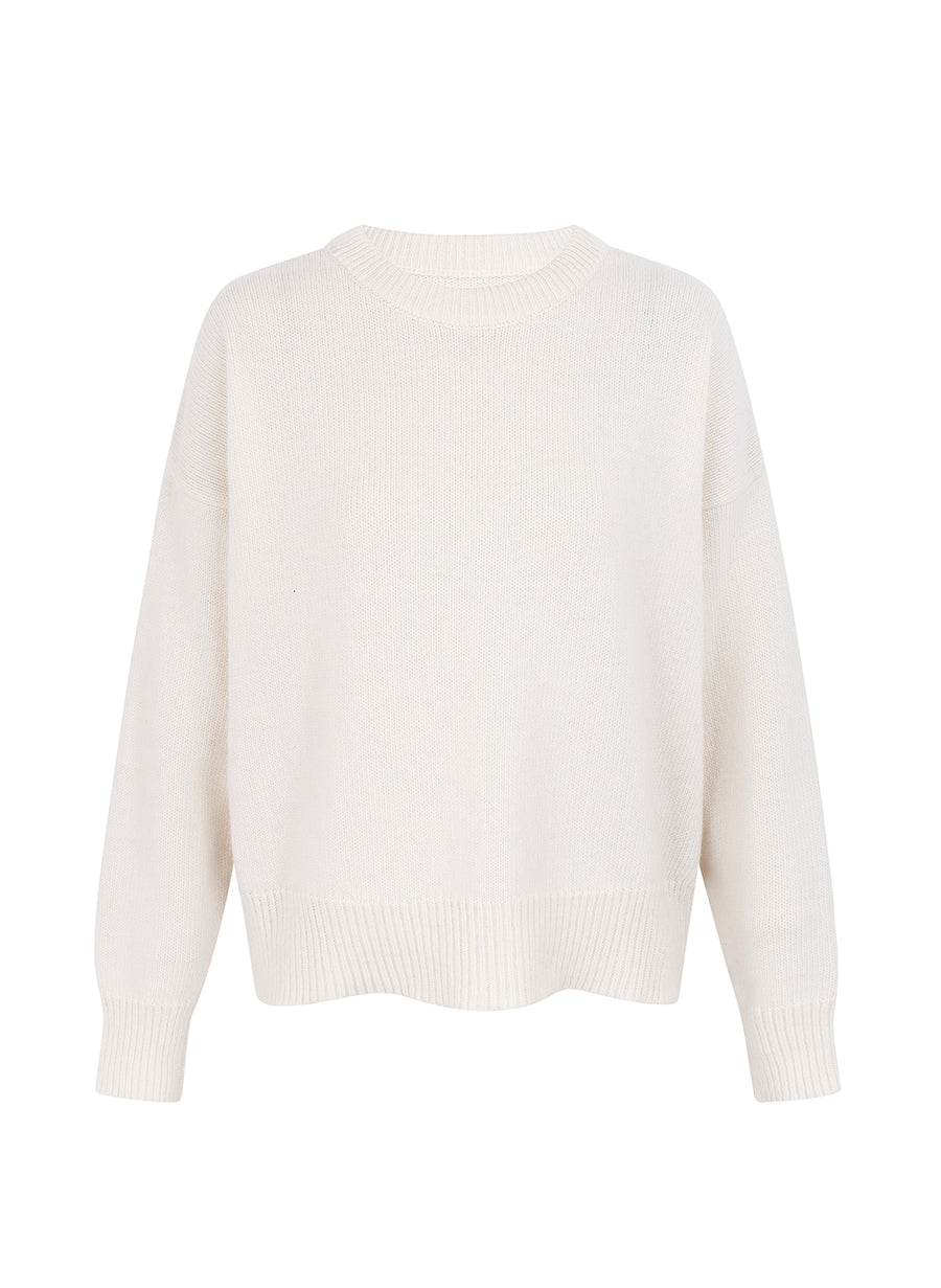 recycled wool knitwear sweater in off-white
