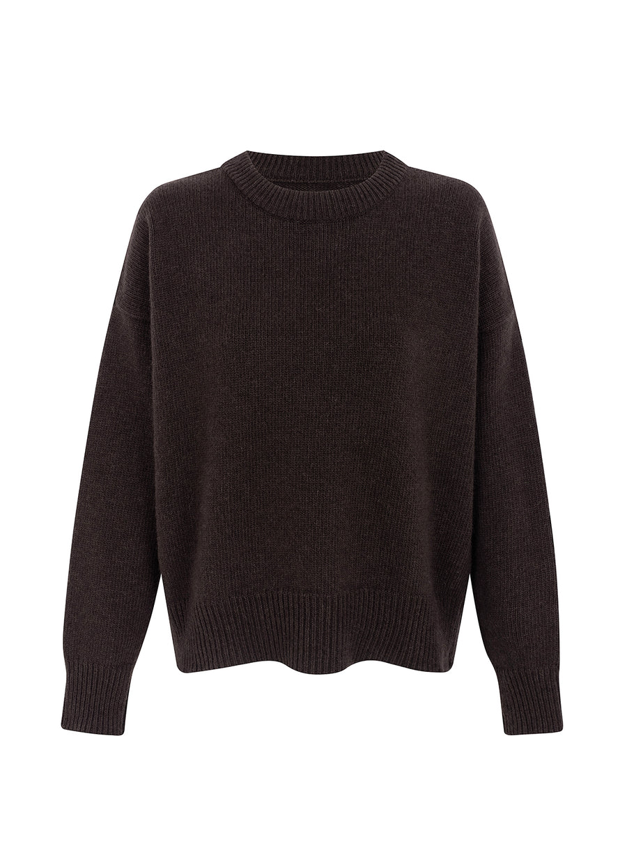 recycled wool knitwear sweater in brown