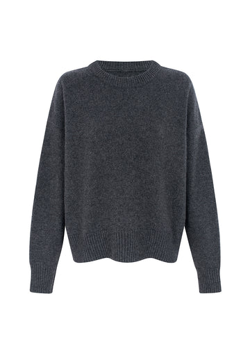 recycled wool knitwear sweater in charcoal grey