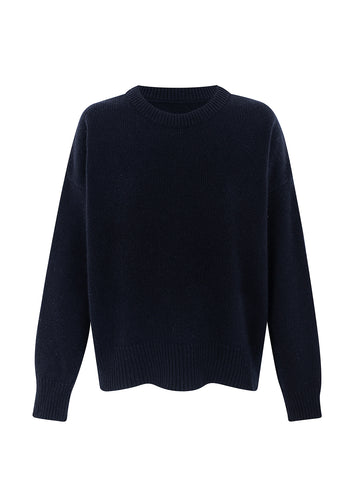 recycled wool knitwear sweater in navy