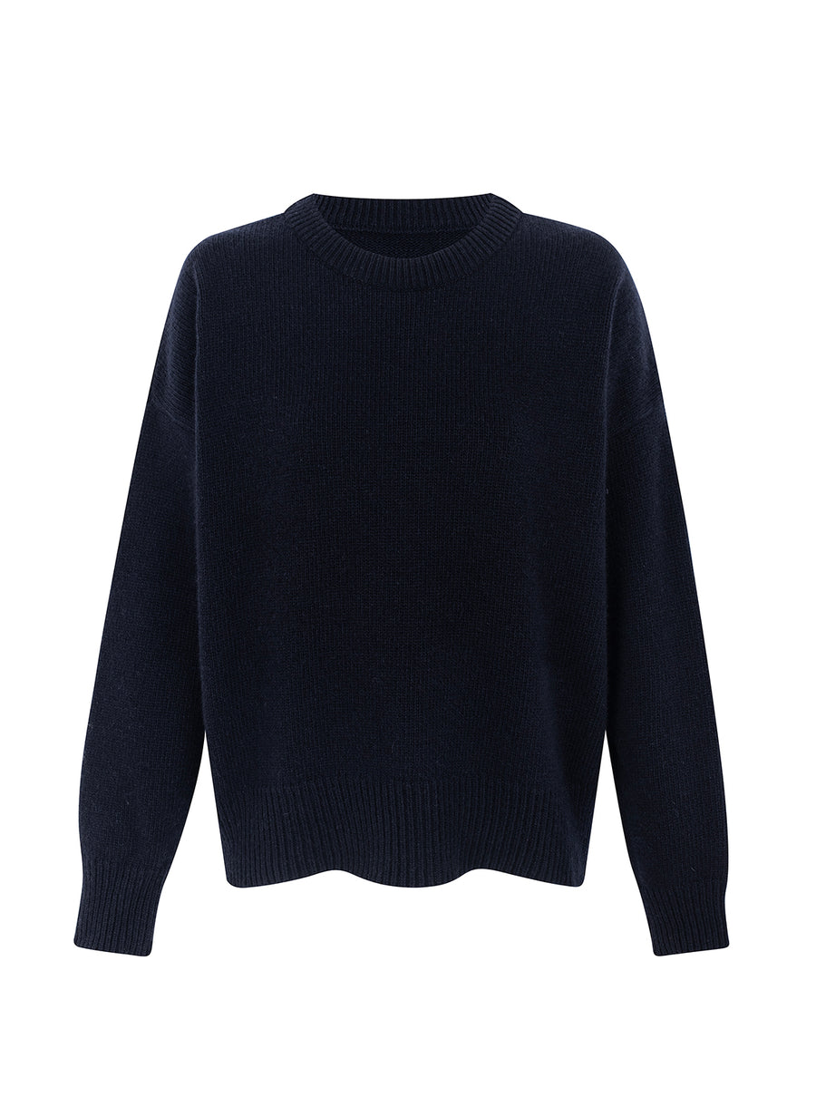recycled wool knitwear sweater in navy