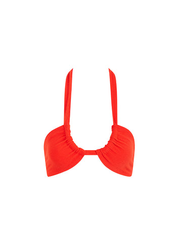 sustainable swimwear top allera red orange