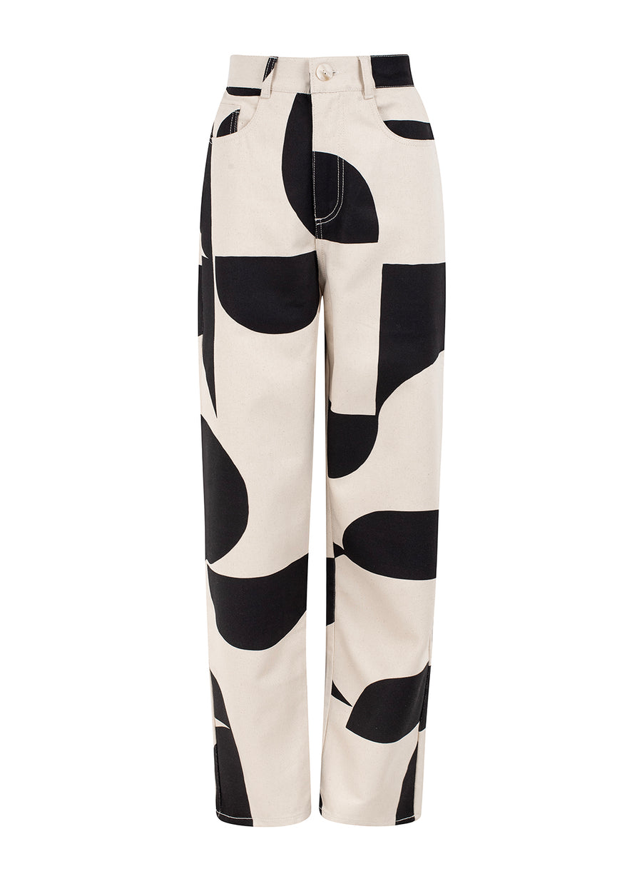 denim trousers print b&w