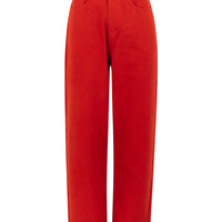 denim trousers red orange