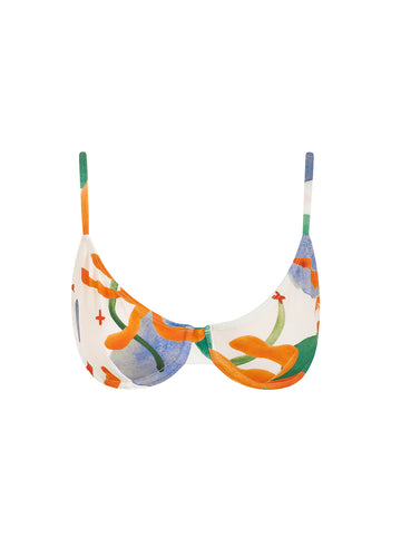 sustainable swimwear top eva abstract print