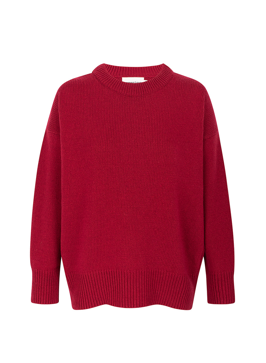 recycled wool knitwear sweater in red