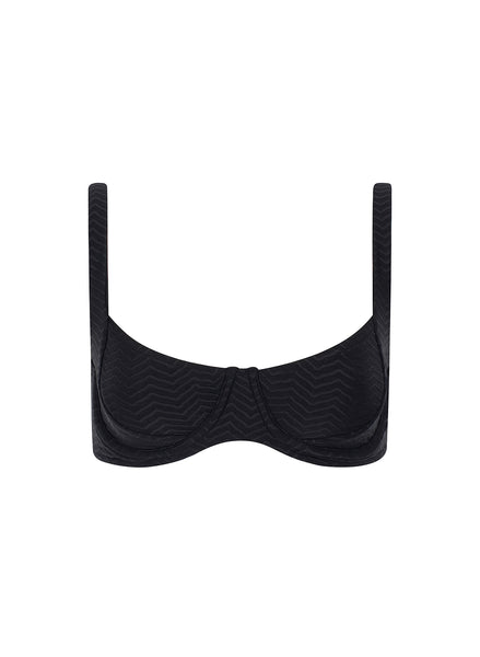 sustainable swimwear top chloe noir textured – Conscious the label