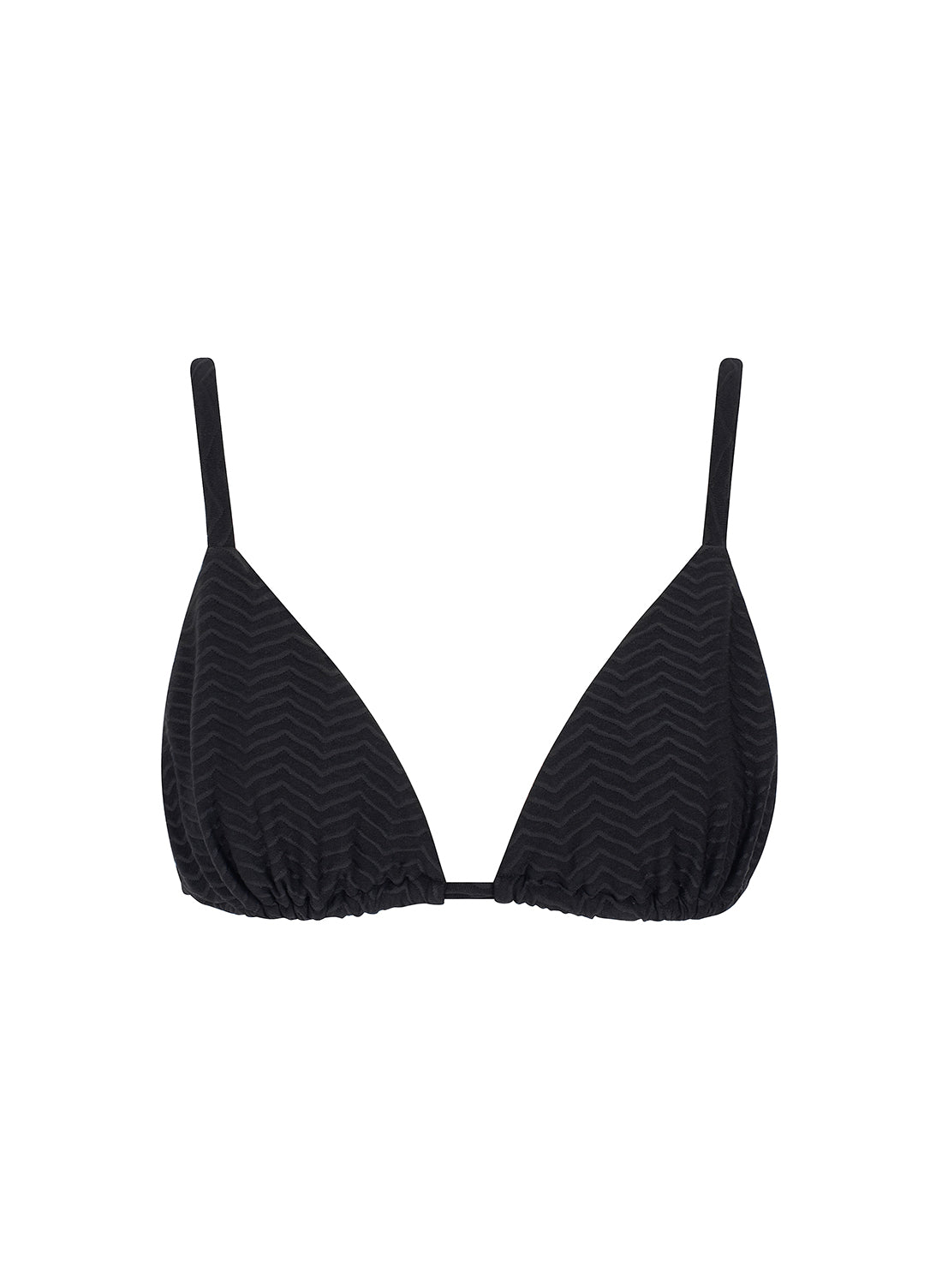 sustainable swimwear top triangle noir textured