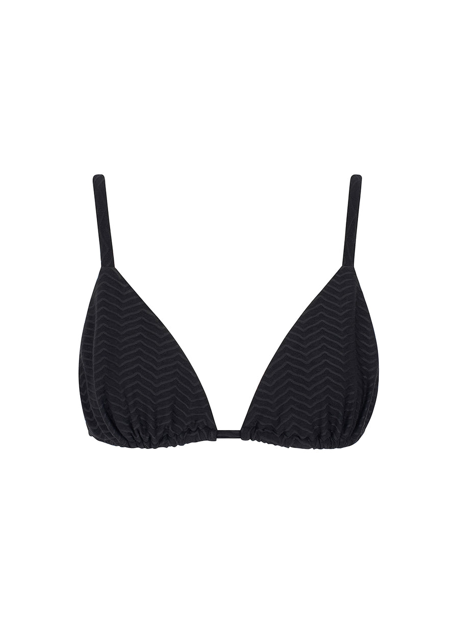 sustainable swimwear top triangle noir textured