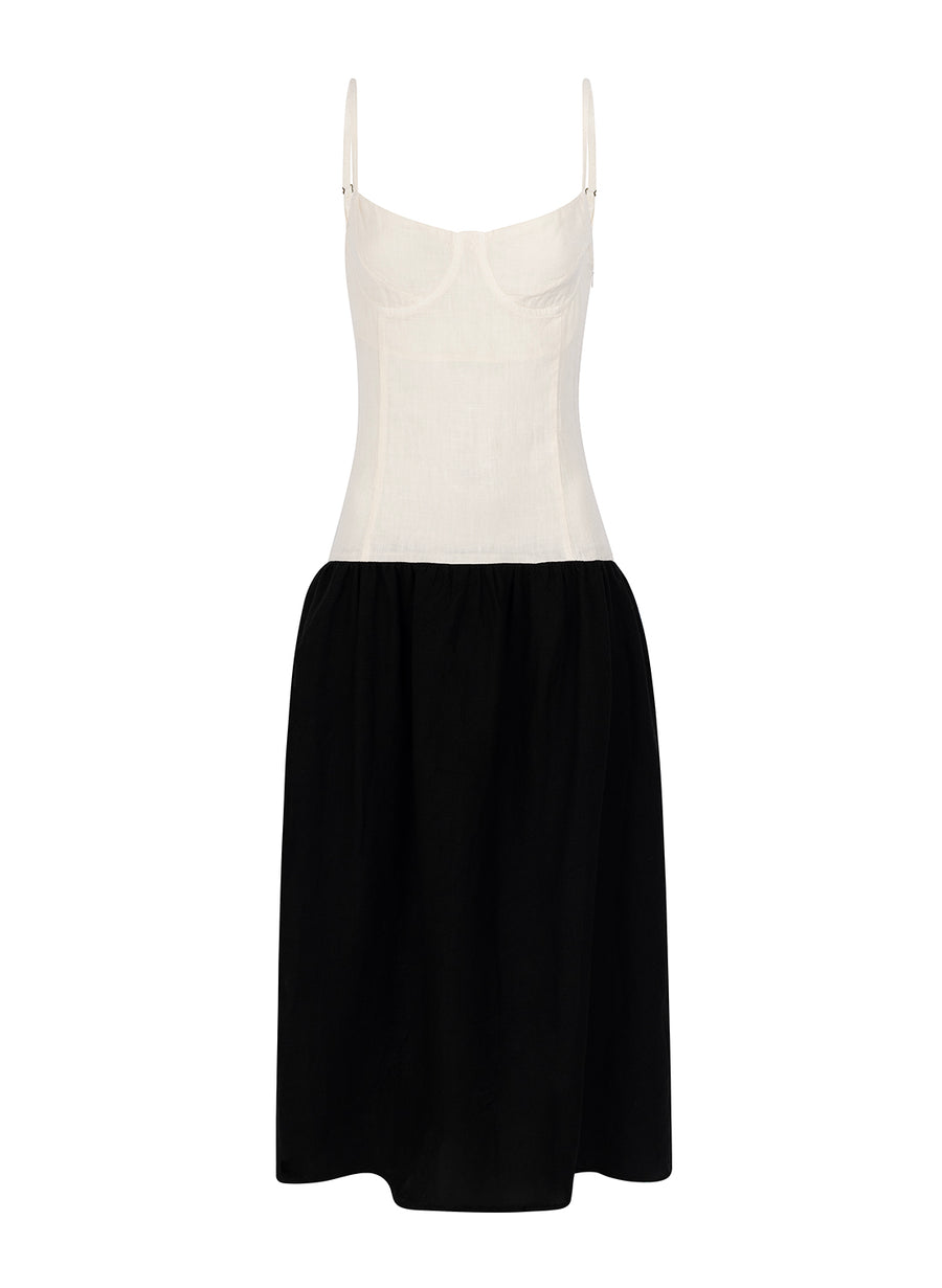 linen dress bare earth/noir