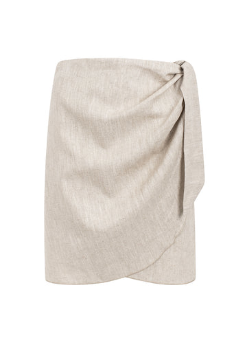 amelia linen wrap skirt beige