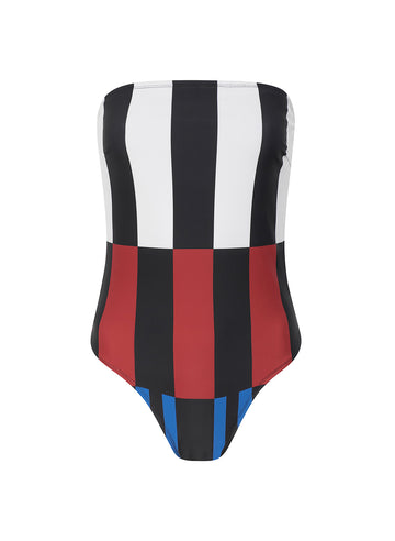conscious x sienna sustainable swimwear swimsuit midnight stripes