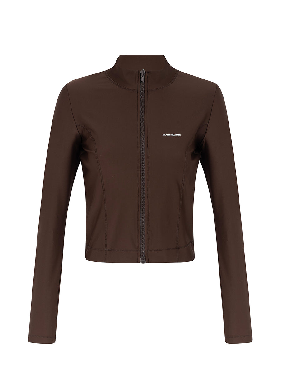 recycled ACTIVE zip jacket in brown