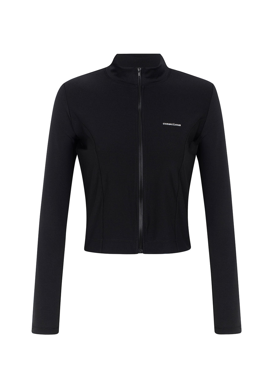 recycled ACTIVE zip jacket in black