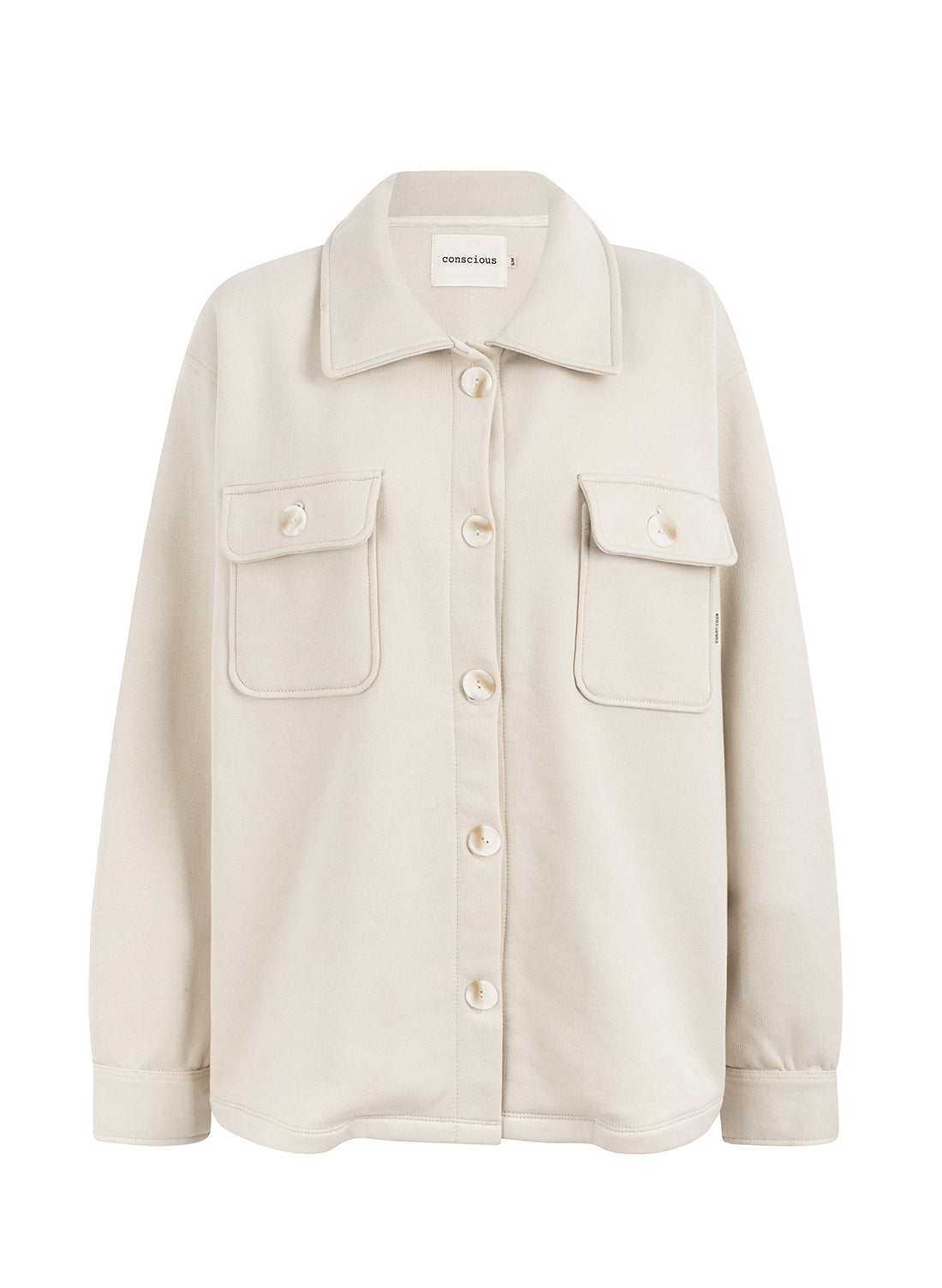 organic cotton shirt-jacket in beige – Conscious the label