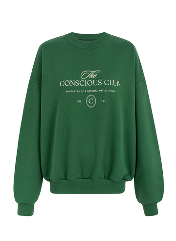 organic cotton sweater in palma green