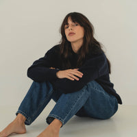 recycled wool knitwear sweater in navy