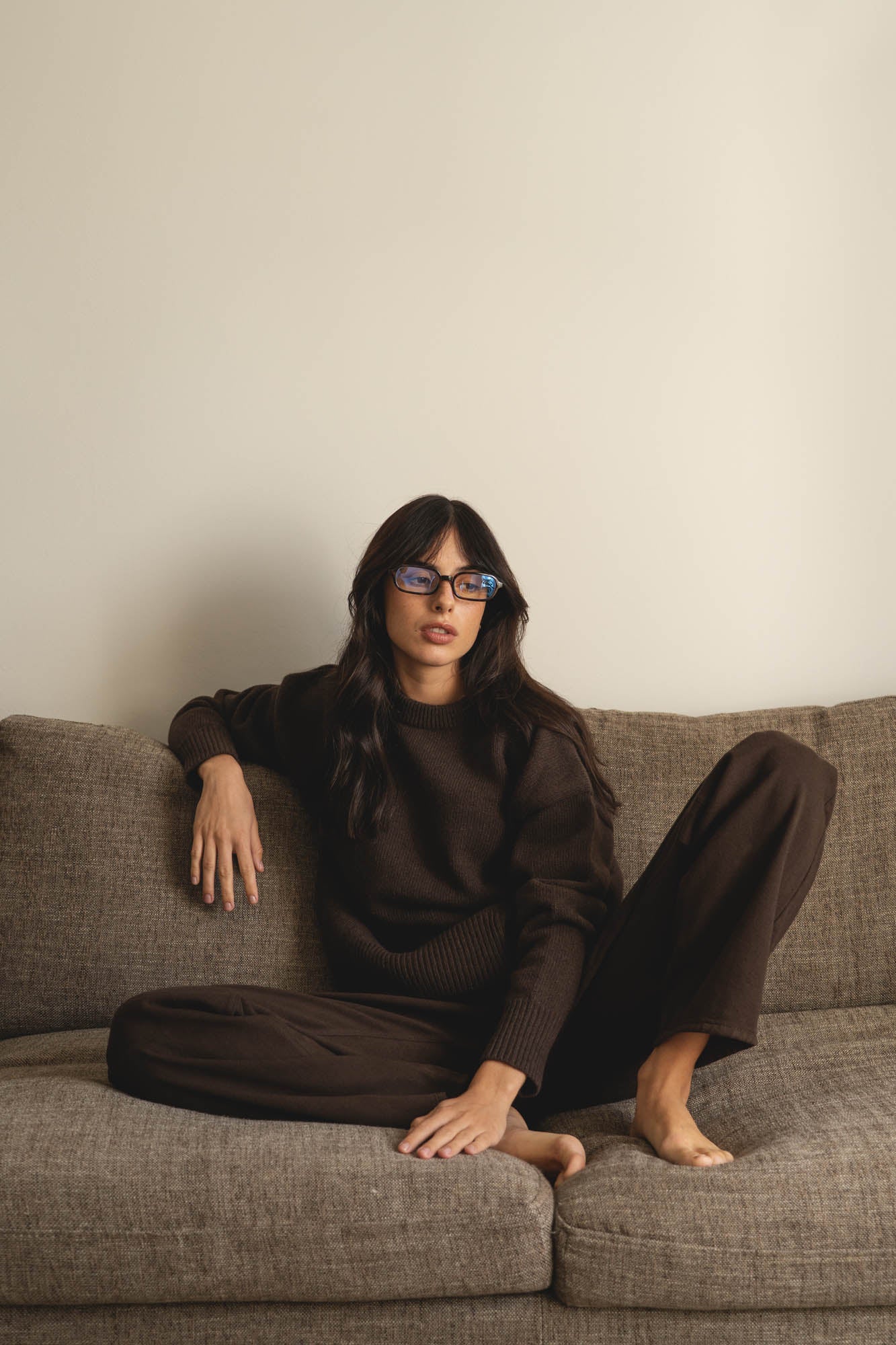 recycled wool knitwear sweater in brown