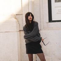 recycled wool knitwear sweater in charcoal grey