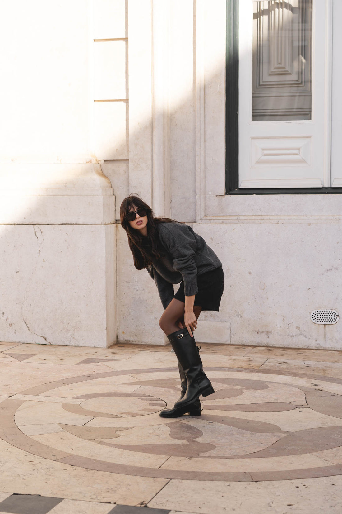 recycled wool knitwear sweater in charcoal grey