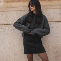 recycled wool knitwear sweater in charcoal grey