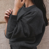 recycled wool knitwear sweater in charcoal grey