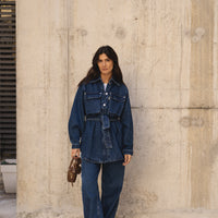 oversized blue washed denim jacket