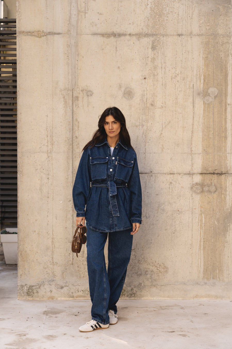 oversized blue washed denim jacket