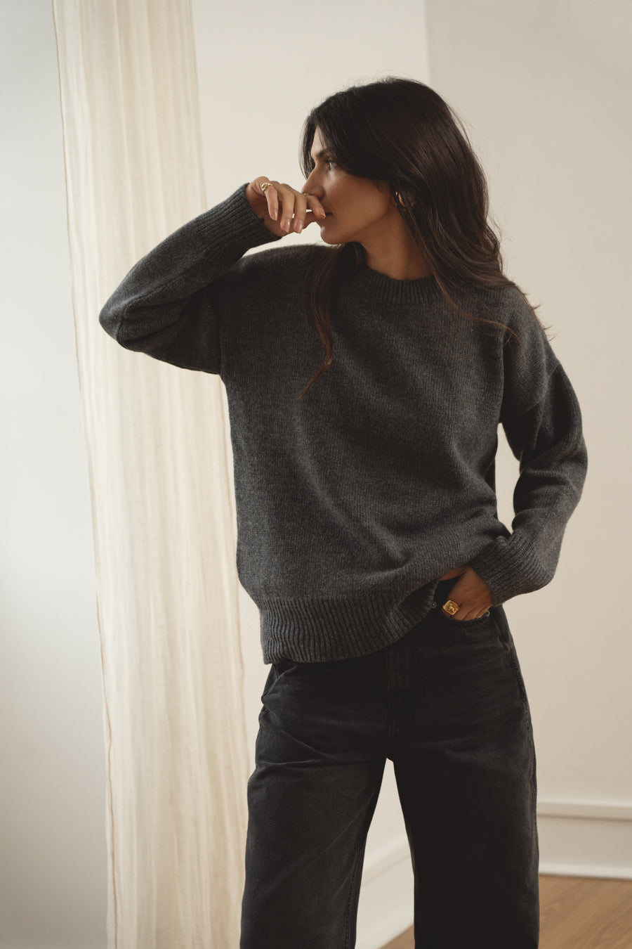 recycled wool knitwear sweater in grey