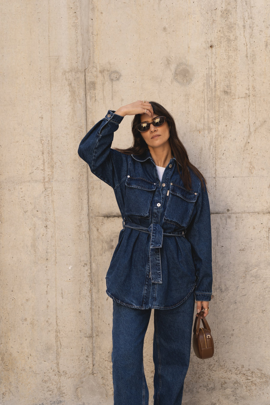 oversized blue washed denim jacket