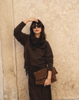 recycled wool knitwear sweater in brown