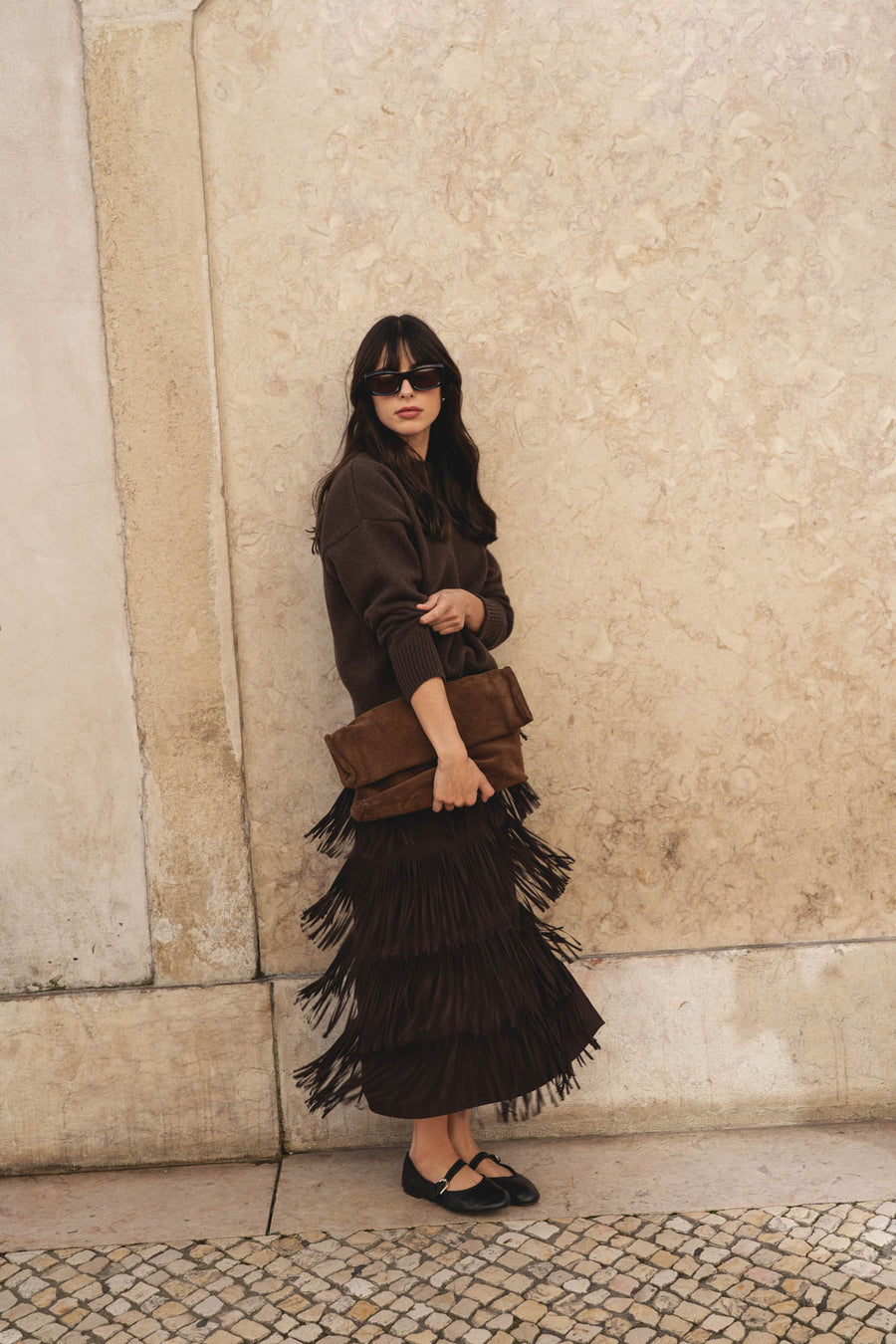 recycled wool knitwear sweater in brown