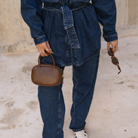 oversized blue washed denim jacket