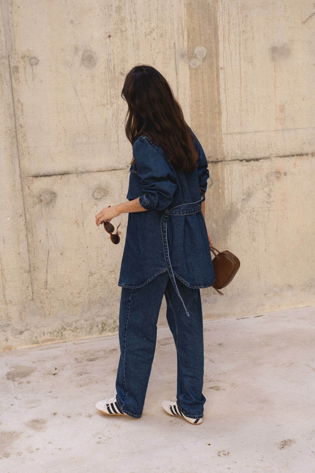 oversized blue washed denim jacket